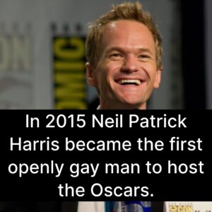 Photo of Neil Patrick Harris with the caption, In 2015 Neil Patrick Harris became the first openly gay man to host the Oscars. 