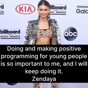 Photo of Zendaya with the quote, "Doing and making positive programming for young people is so important to me, and I will keep doing it"